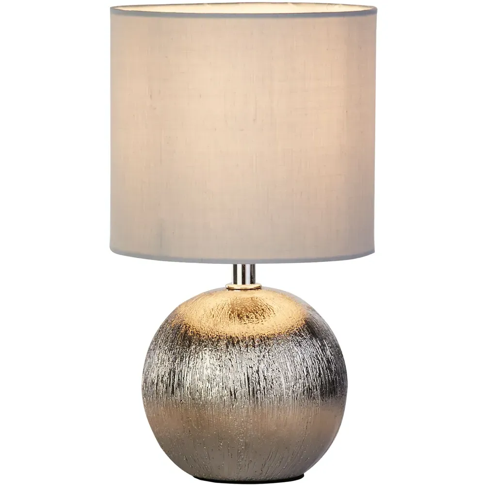 Round Ball Table Lamp - Silver, Ceramic