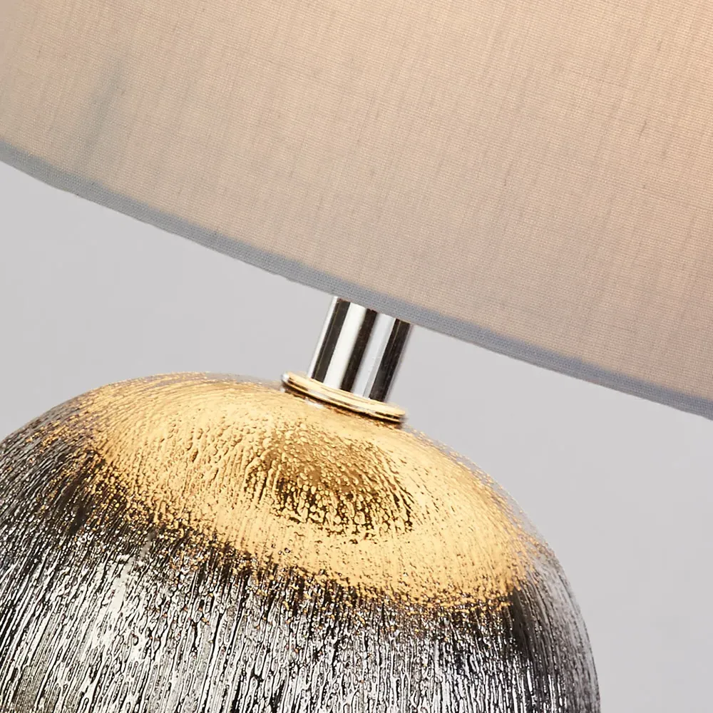 Round Ball Table Lamp - Silver, Ceramic