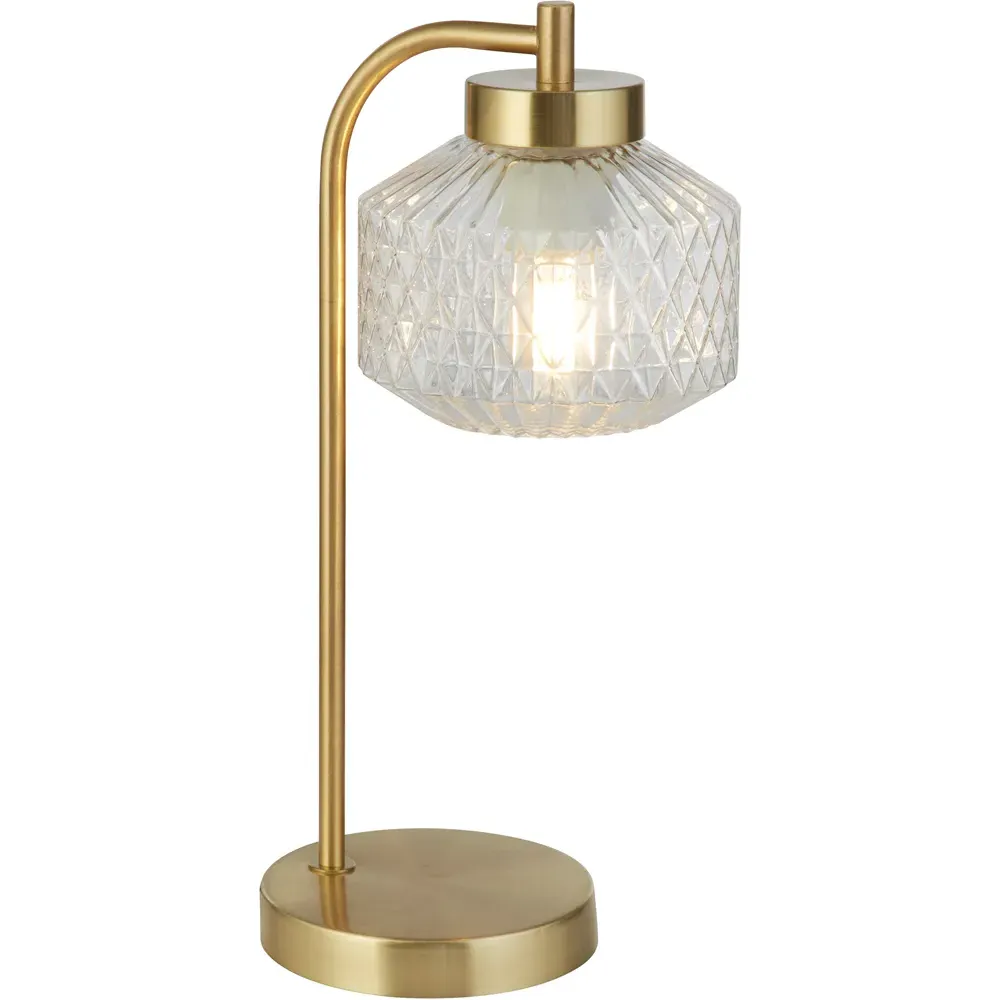 Satin Brass Table Lamp - Gold, Clear Glass