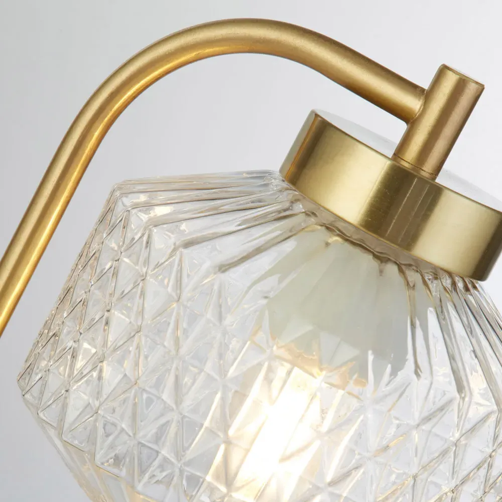 Satin Brass Table Lamp - Gold, Clear Glass
