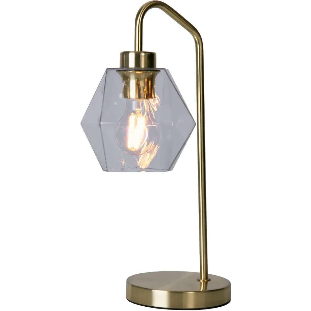 Satin Brass Table Lamp - Gold, Clear Glass