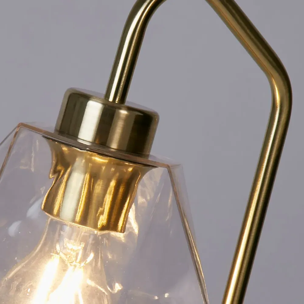 Satin Brass Table Lamp - Gold, Clear Glass