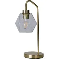 Satin Brass Table Lamp - Gold, Clear Glass