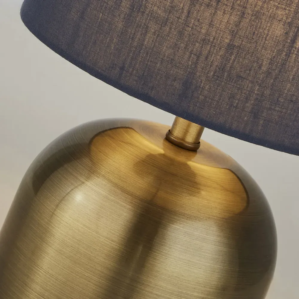 Satin Brass Touch Lamp - Blue, Navy Shade
