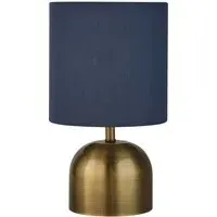 Satin Brass Touch Lamp - Blue, Navy Shade
