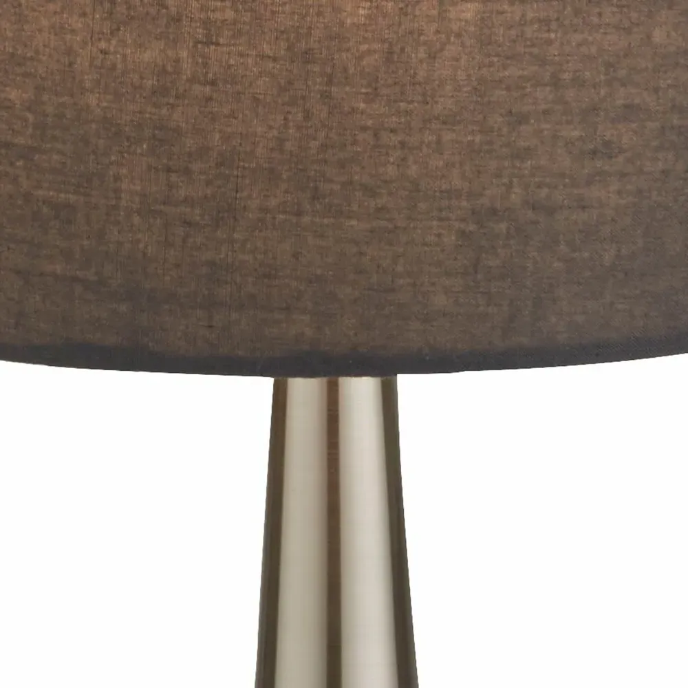 Satin Silver Touch Lamp - Silver, Dark Grey Shade