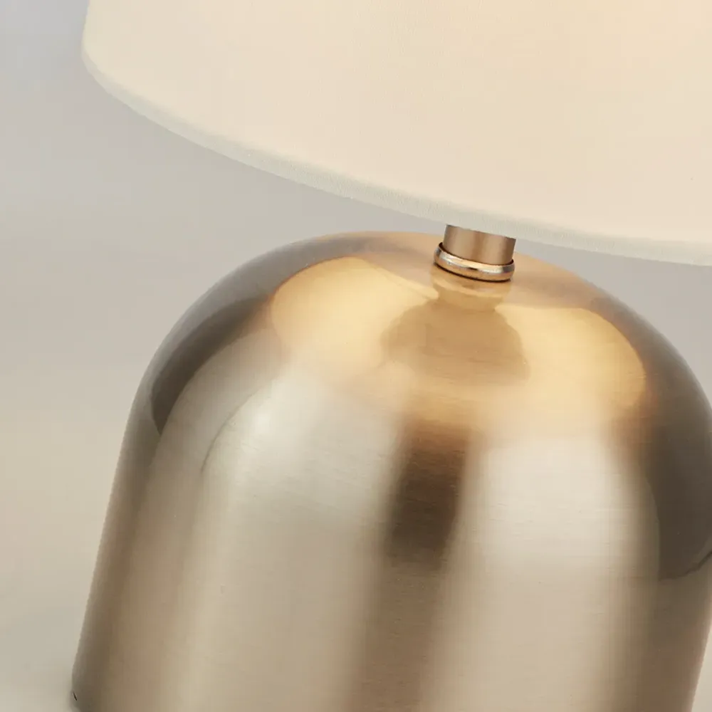 Satin Silver Touch Lamp - Silver, White Shade