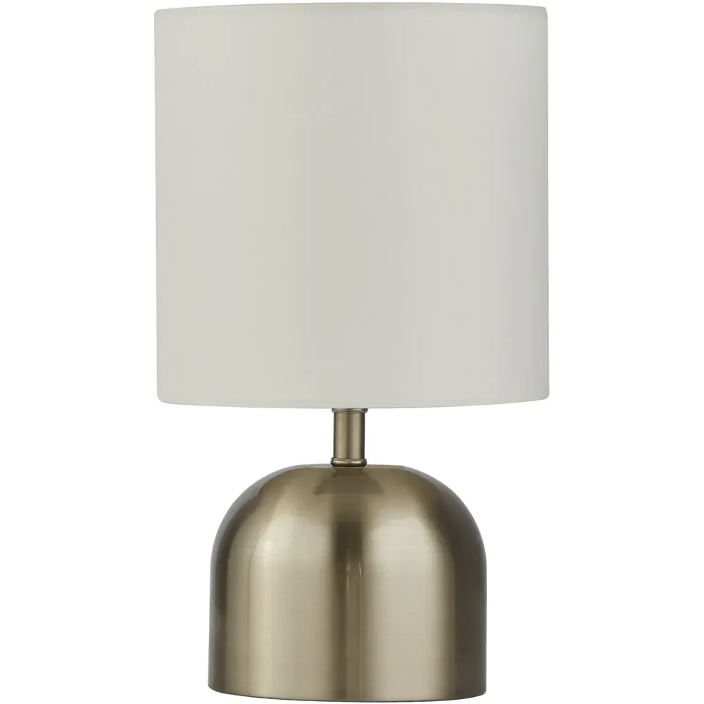 Satin Silver Touch Lamp - Silver, White Shade