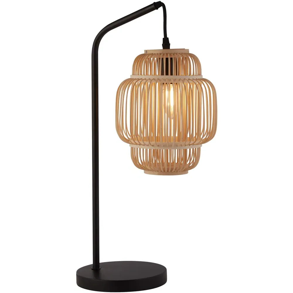 Table Lamp with Bamboo Shade - Black