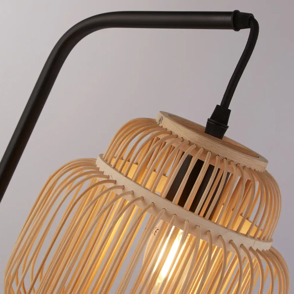 Table Lamp with Bamboo Shade - Black