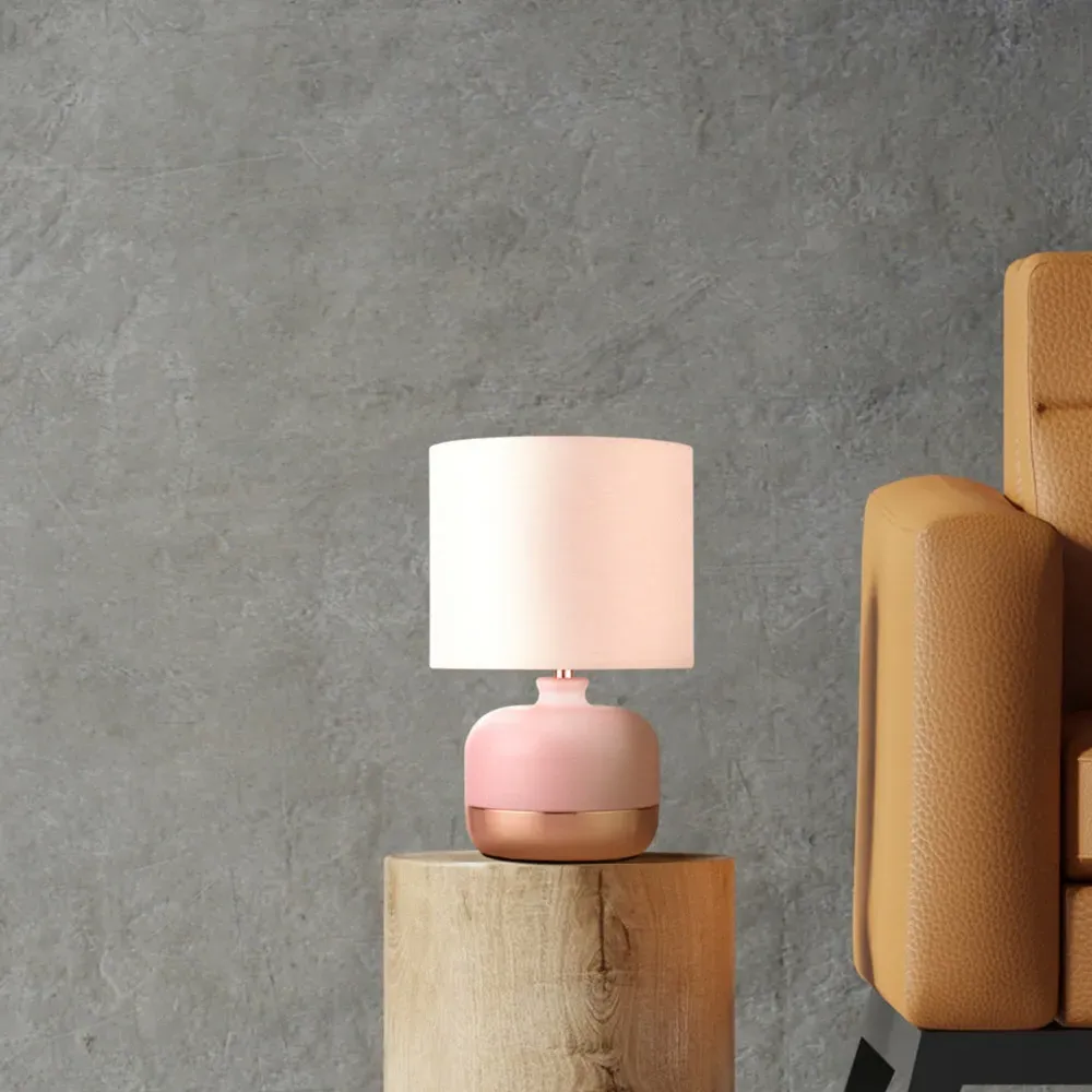Table Lamp with Copper Accent - Pink