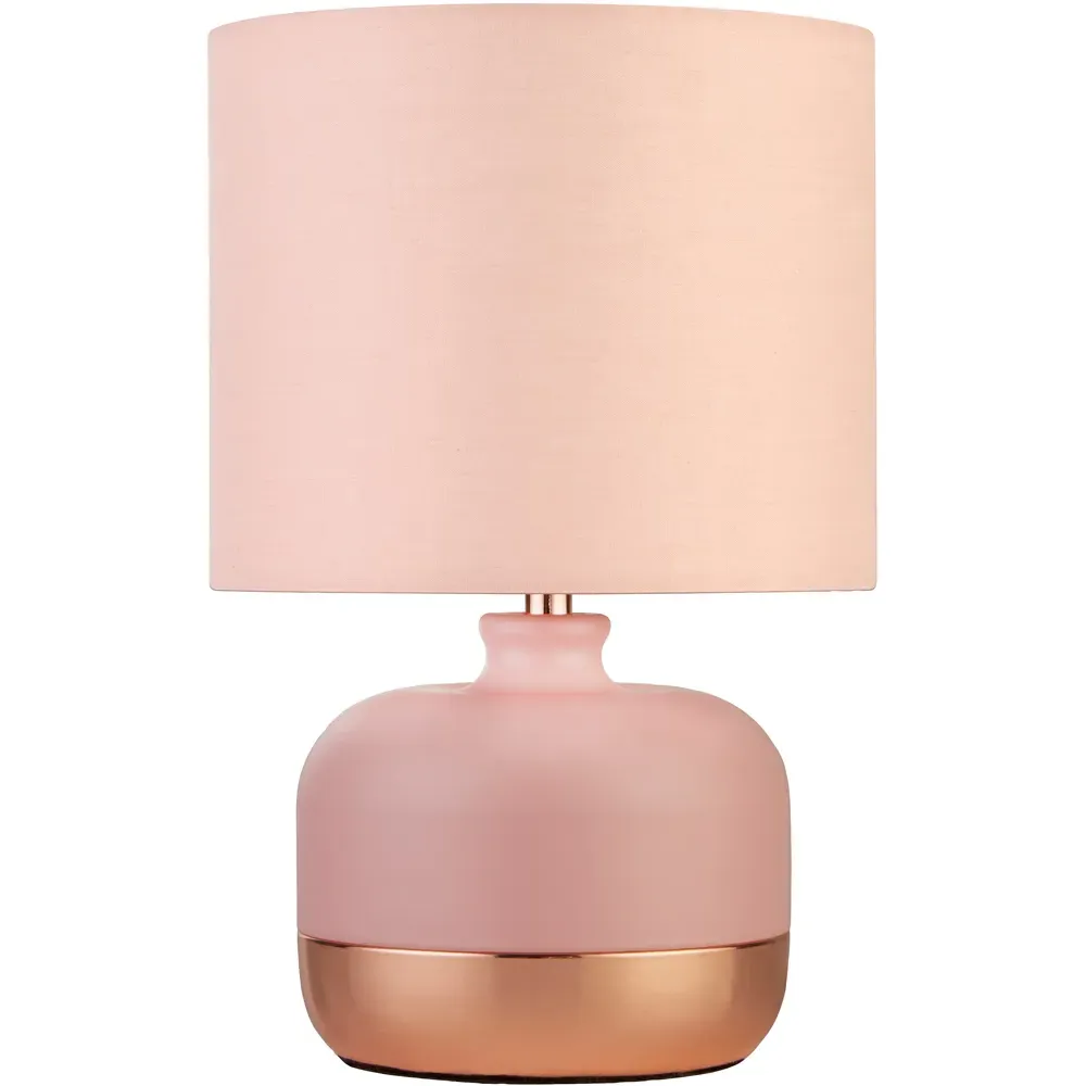 Table Lamp with Copper Accent - Pink