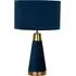 Table Lamp with Velvet Shade - Blue, Satin Brass