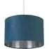 Teal Silver Inner Velvet Drum Shade - Blue, Velvet
