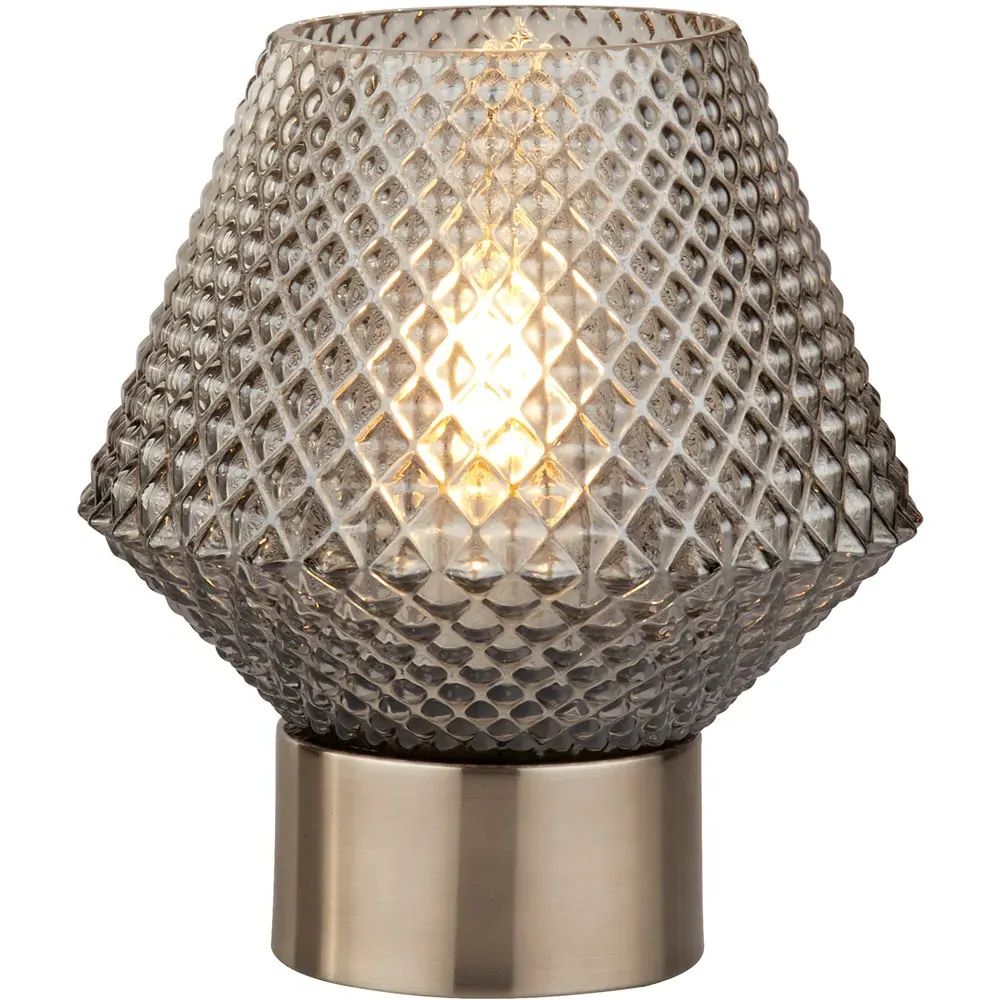 Textured Smoked Glass Table Lamp - Grey