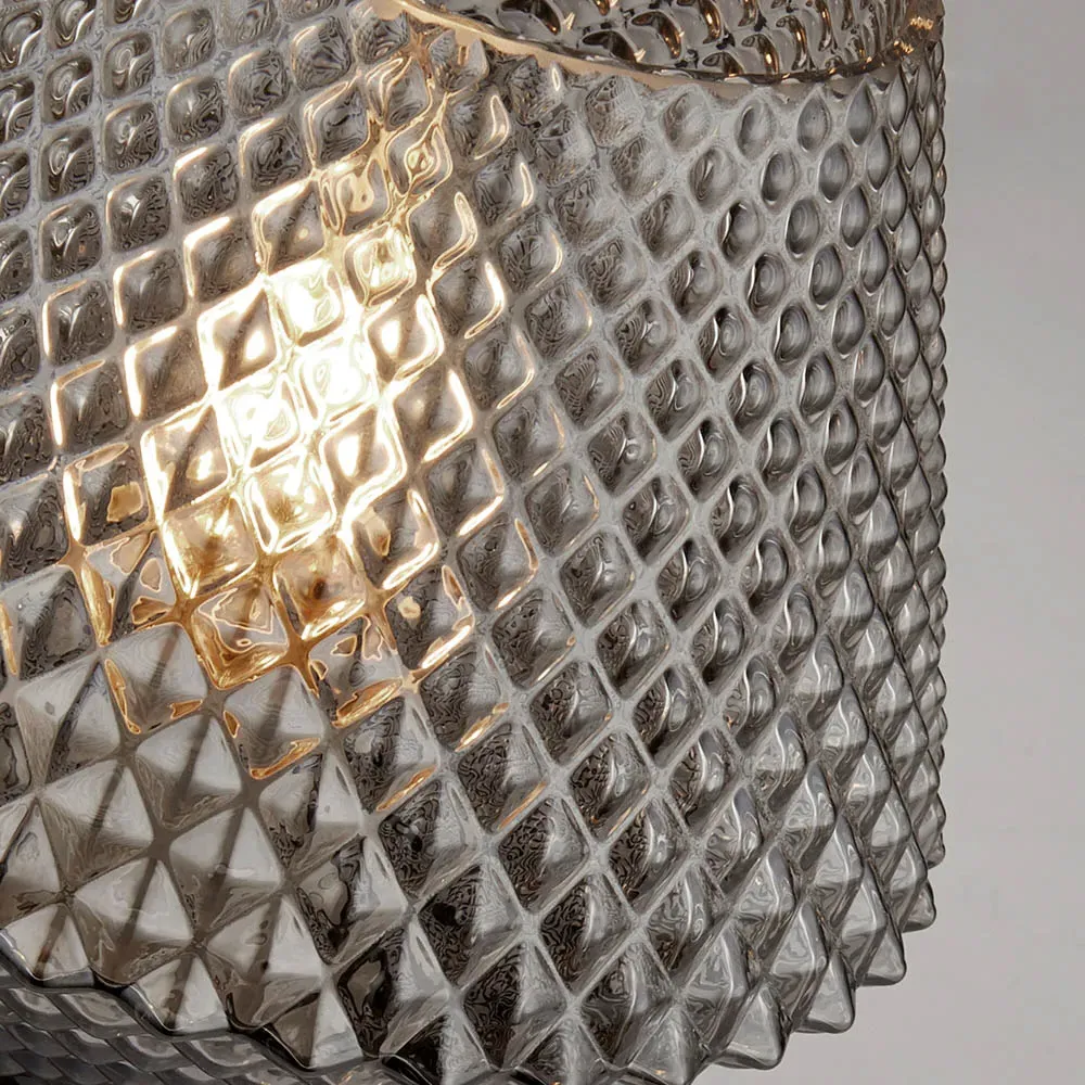 Textured Smoked Glass Table Lamp - Grey
