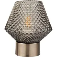 Textured Smoked Glass Table Lamp - Grey