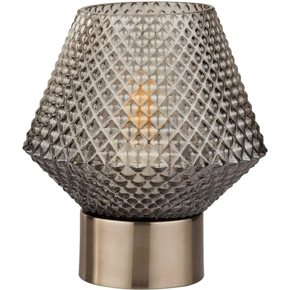 Textured Smoked Glass Table Lamp - Grey image