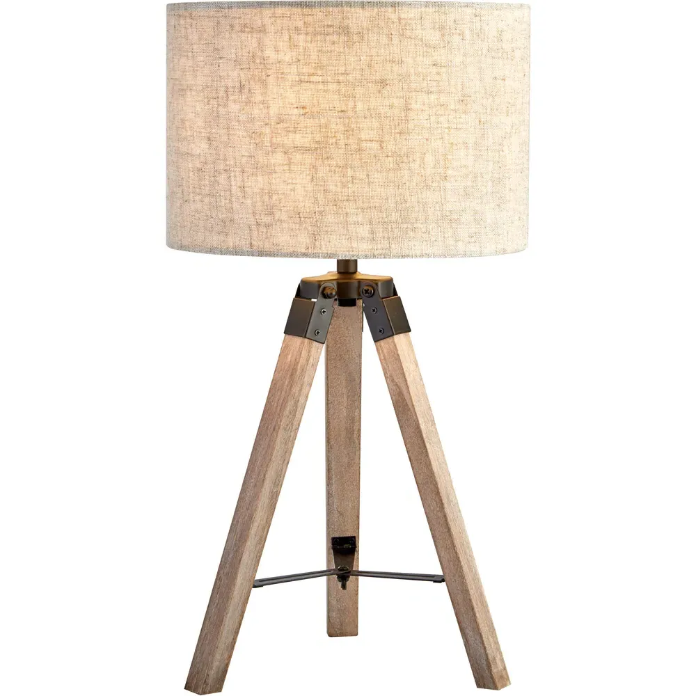 Tripod Table Lamp - Brown, Linen