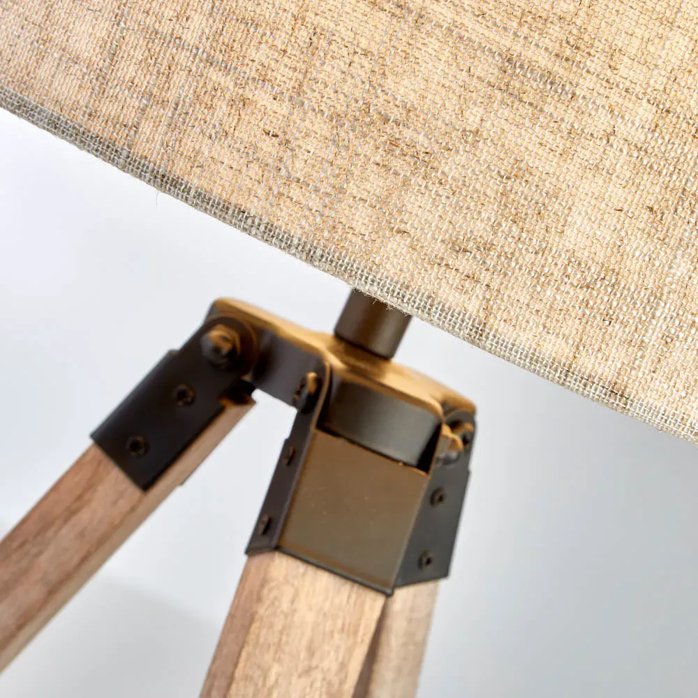 Tripod Table Lamp - Brown, Linen