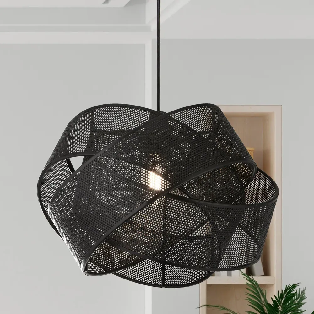 Twisted Mesh Band Pendant Shade - Black, Steel