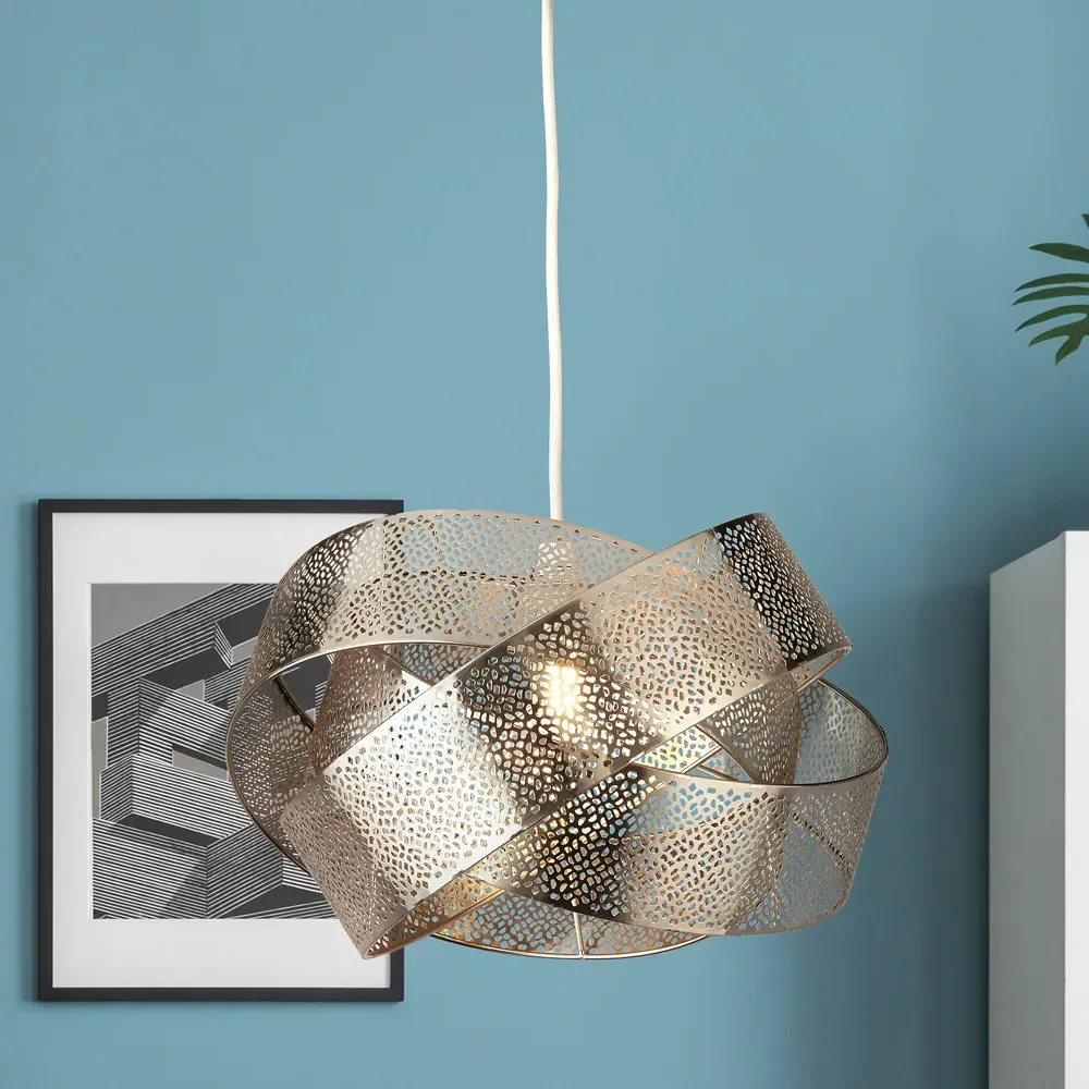 Twisted Mesh Band Pendant Shade - Silver, Steel