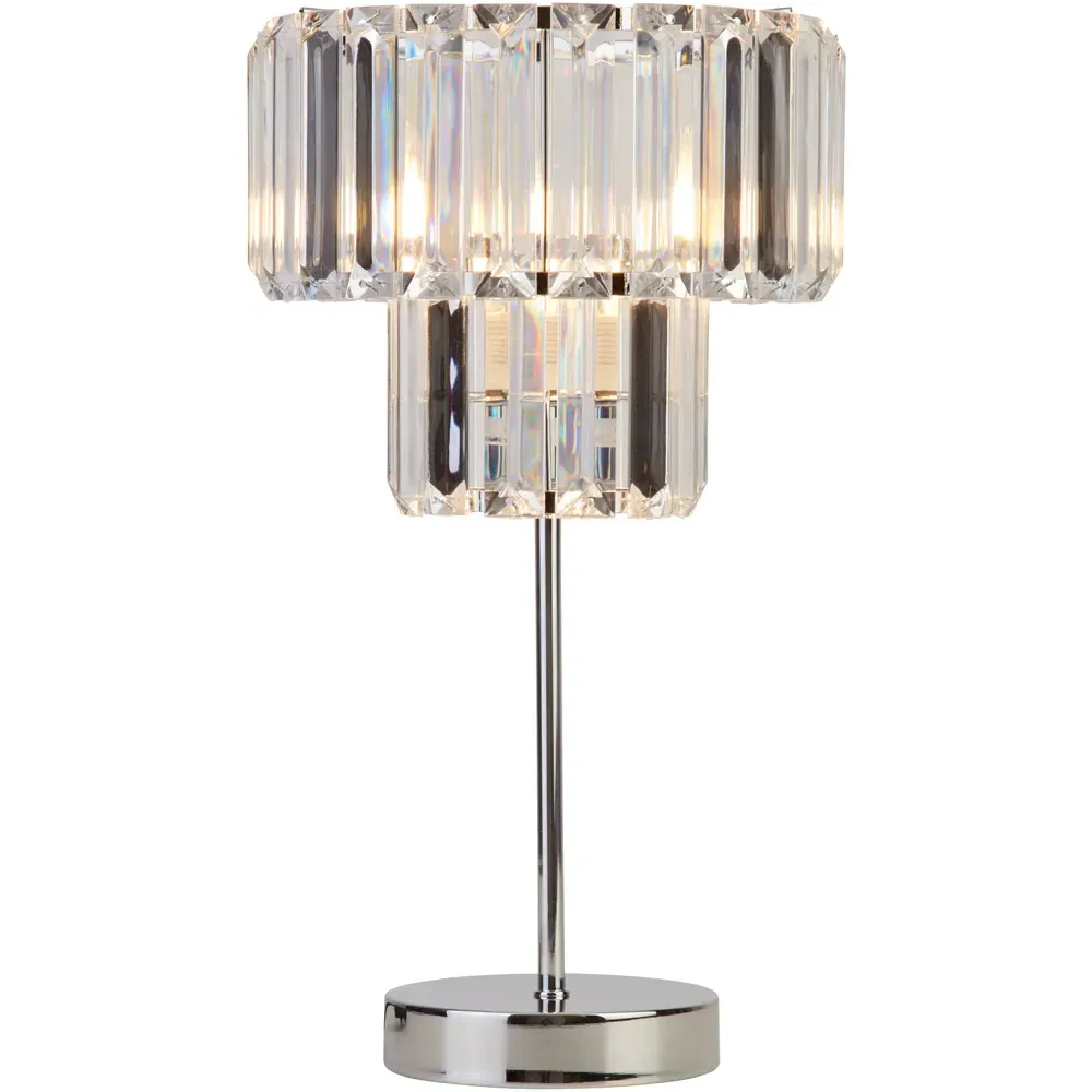 Two-Tier Acrylic Rod Table Lamp - Chrome, Clear Acrylic