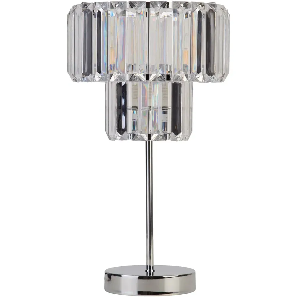 Two-Tier Acrylic Rod Table Lamp - Chrome, Clear Acrylic