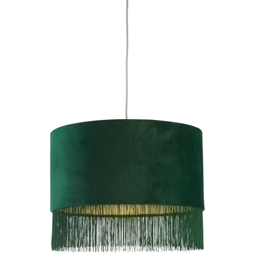 Velvet Fringe LED Shade - Green