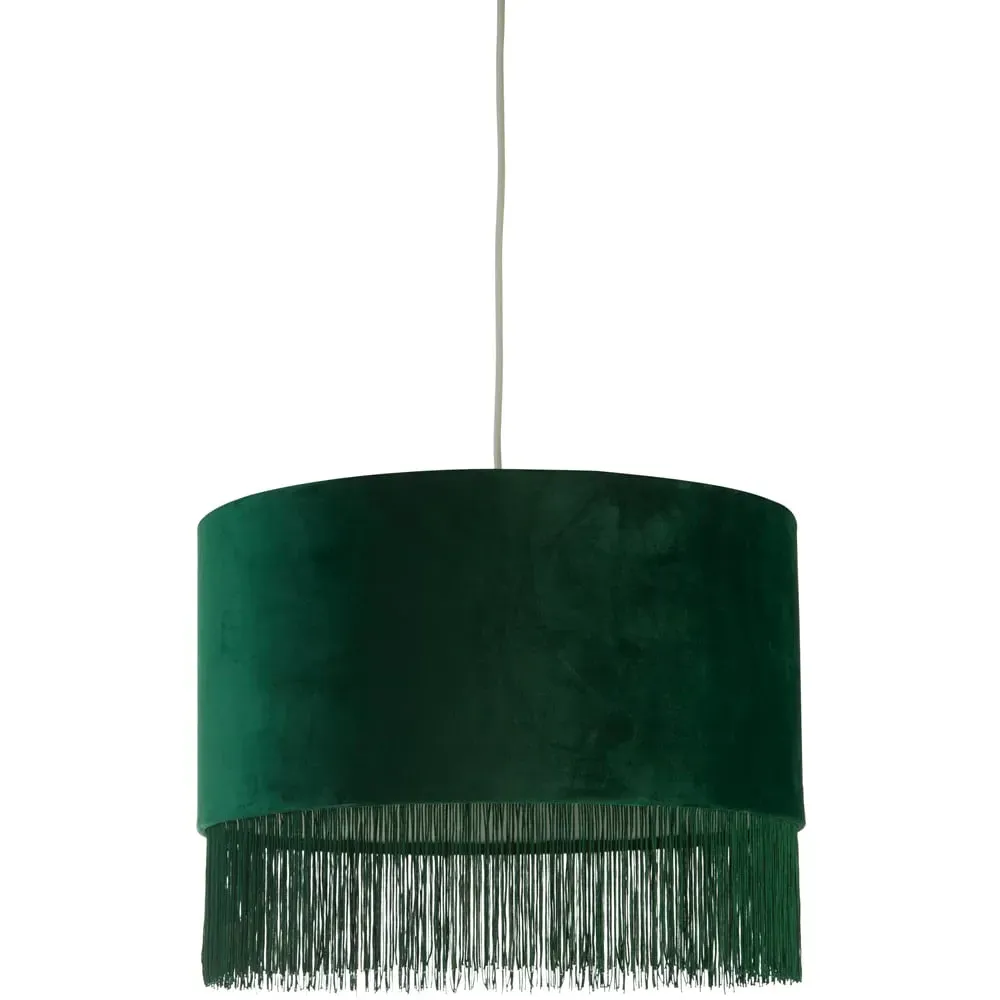 Velvet Fringe LED Shade - Green