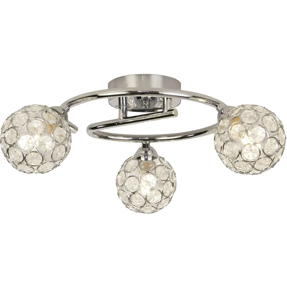 Waylen 3 Light Crystal Effect Round Ceiling Fitting - Silver