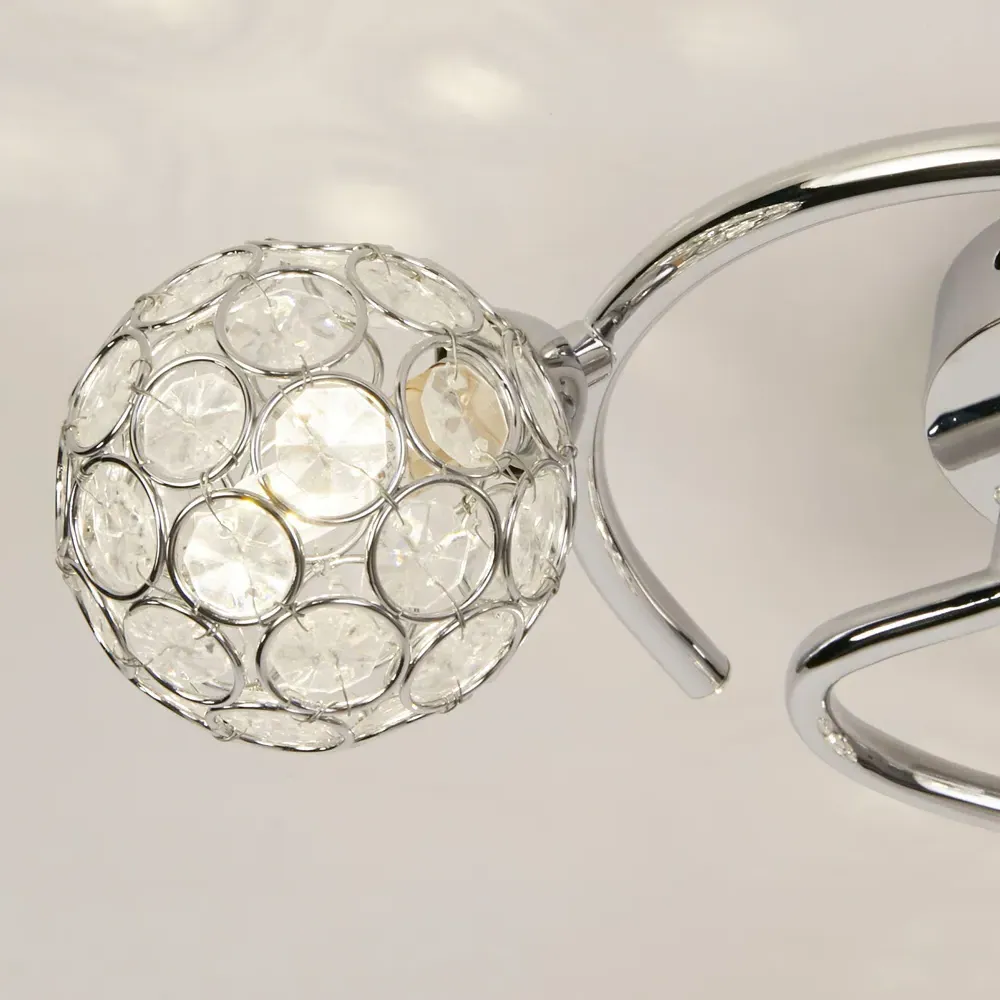 Waylen 3 Light Crystal Effect Round Ceiling Fitting - Silver