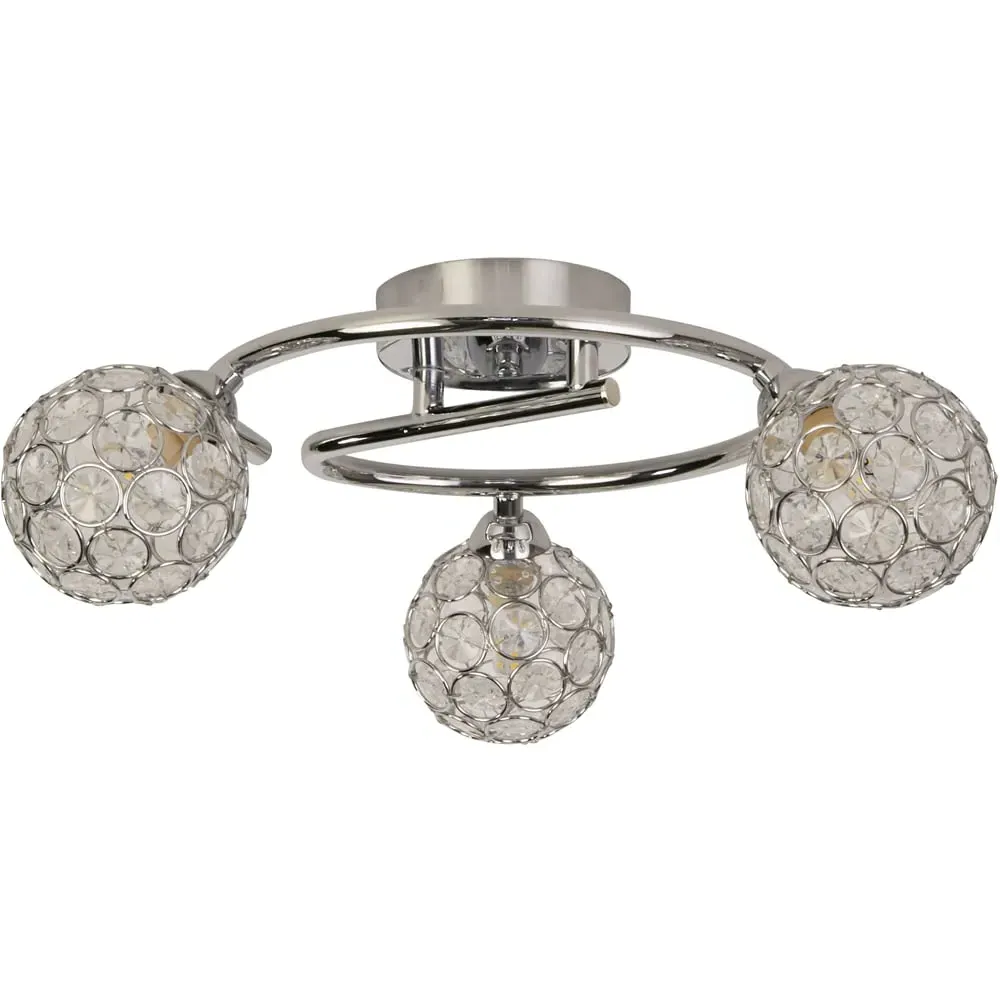 Waylen 3 Light Crystal Effect Round Ceiling Fitting - Silver