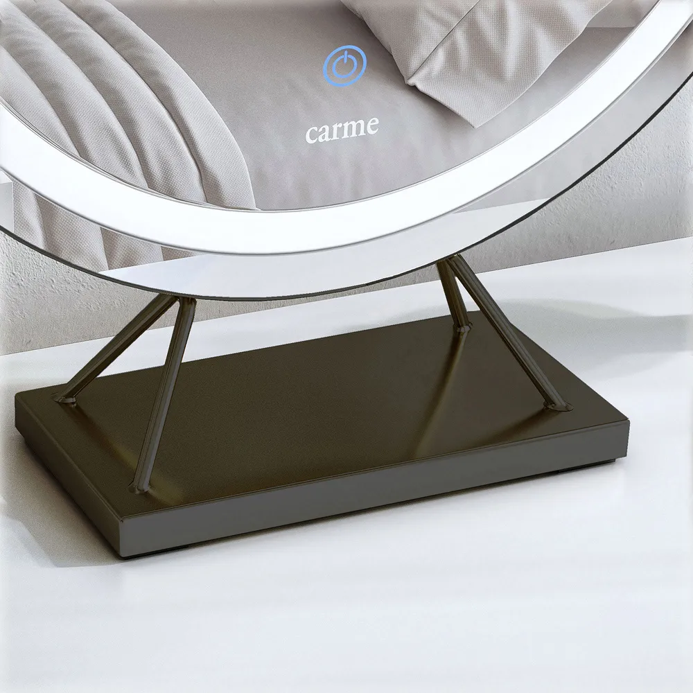 CARME Home Round LED Light Mirror with Touch Sensor - Black