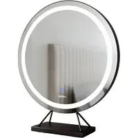 CARME Home Round LED Light Mirror with Touch Sensor - Black