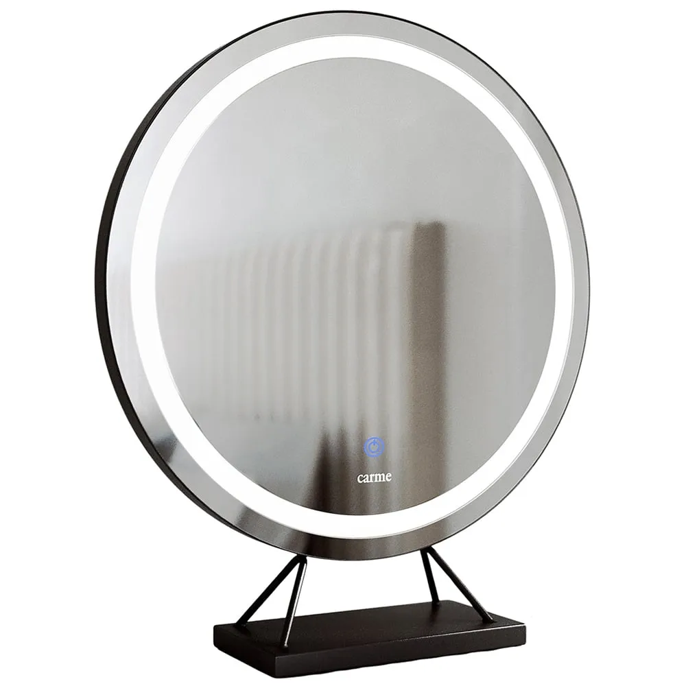 CARME Home Round LED Light Mirror with Touch Sensor - Black image