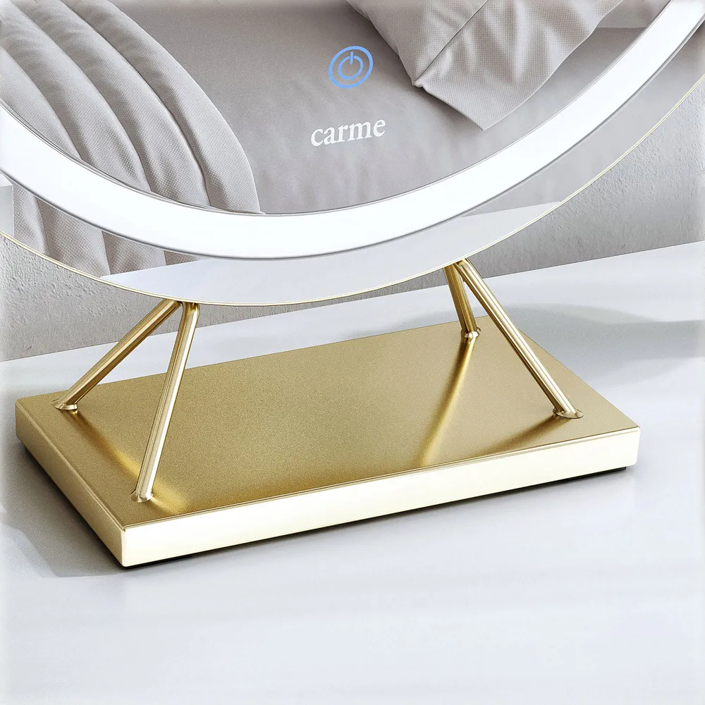 CARME Home Round LED Light Mirror with Touch Sensor - Gold