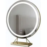 CARME Home Round LED Light Mirror with Touch Sensor - Gold