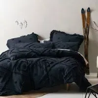 Adalyn King Size Aztec Tufted Duvet Cover Set - Blue, Cotton