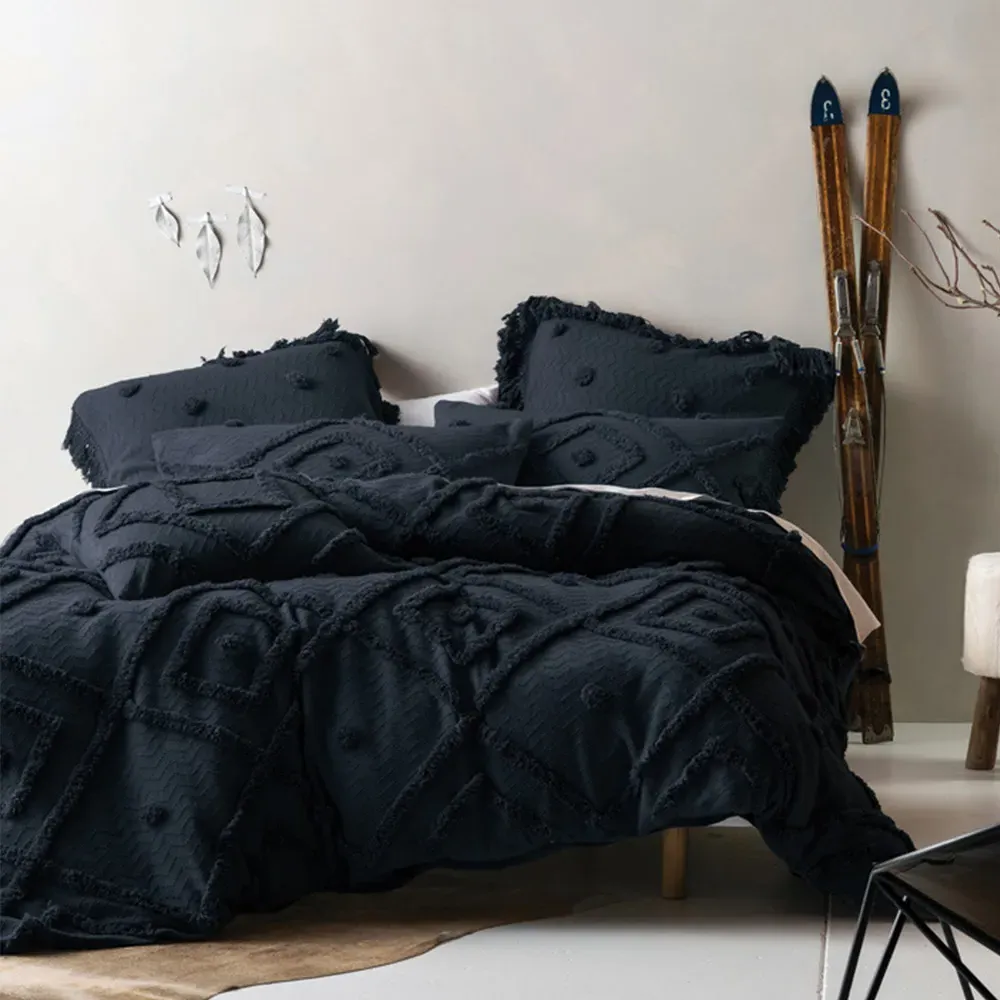 Adalyn Super King Aztec Tufted Duvet Cover Set - Blue, Cotton