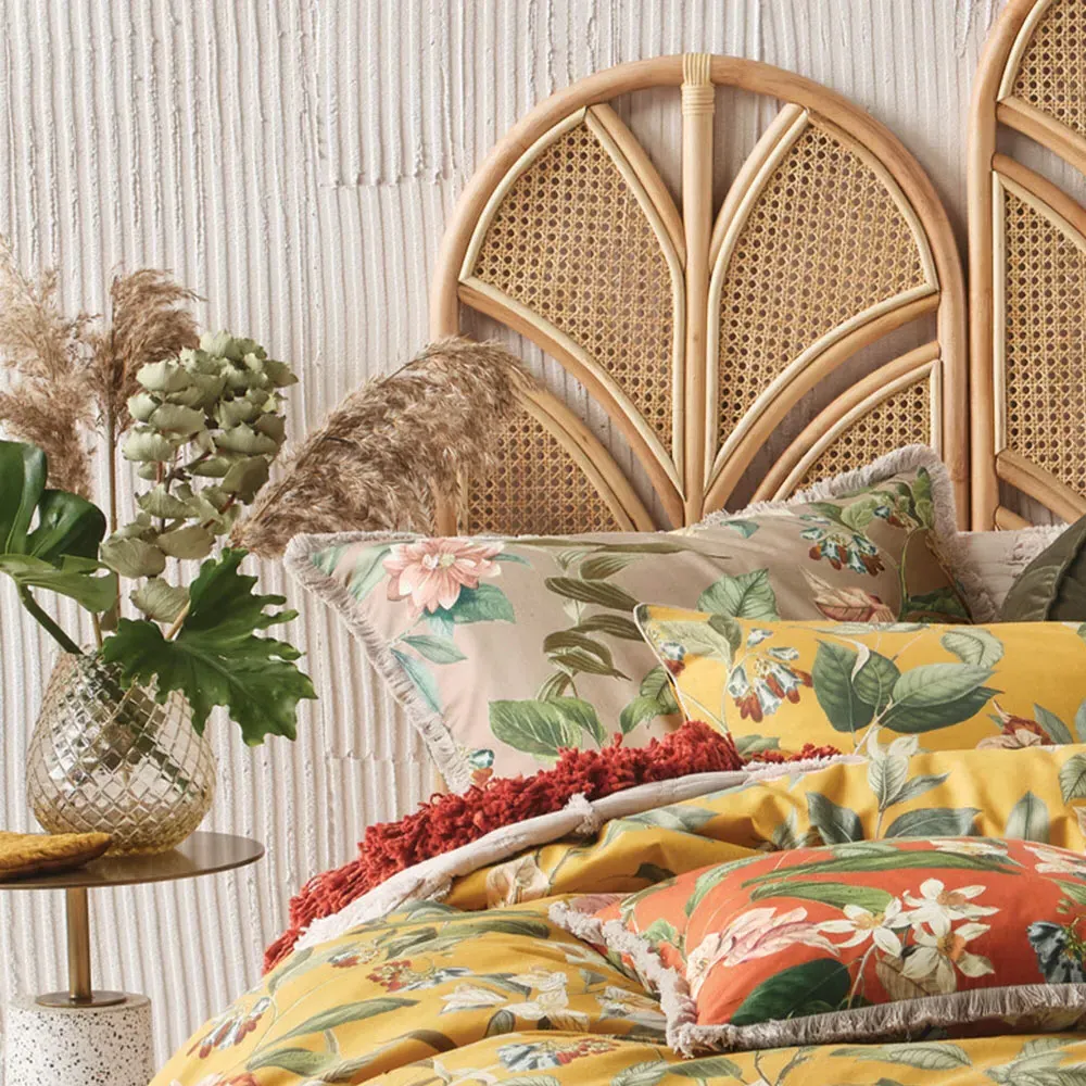 Anastacia Super King Botanical Duvet Cover Set - Yellow, Cotton