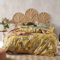 Anastacia Super King Botanical Duvet Cover Set - Yellow, Cotton
