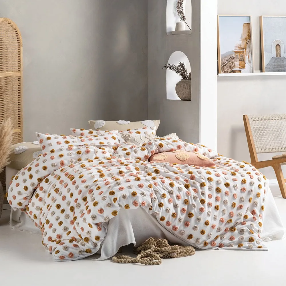 Haze King Size Tufted Duvet Cover Set - Multi, Cotton