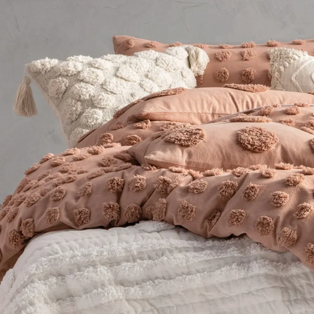 Haze Single Tufted Duvet Cover Set - Cream, Cotton