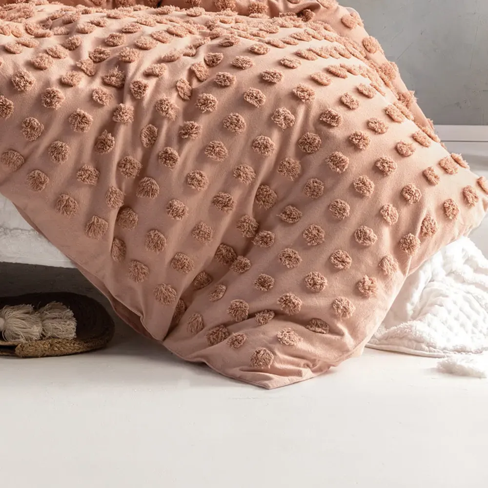 Haze Super King Tufted Duvet Cover Set - Cream, Cotton