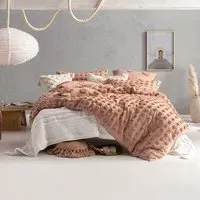 Haze Super King Tufted Duvet Cover Set - Cream, Cotton