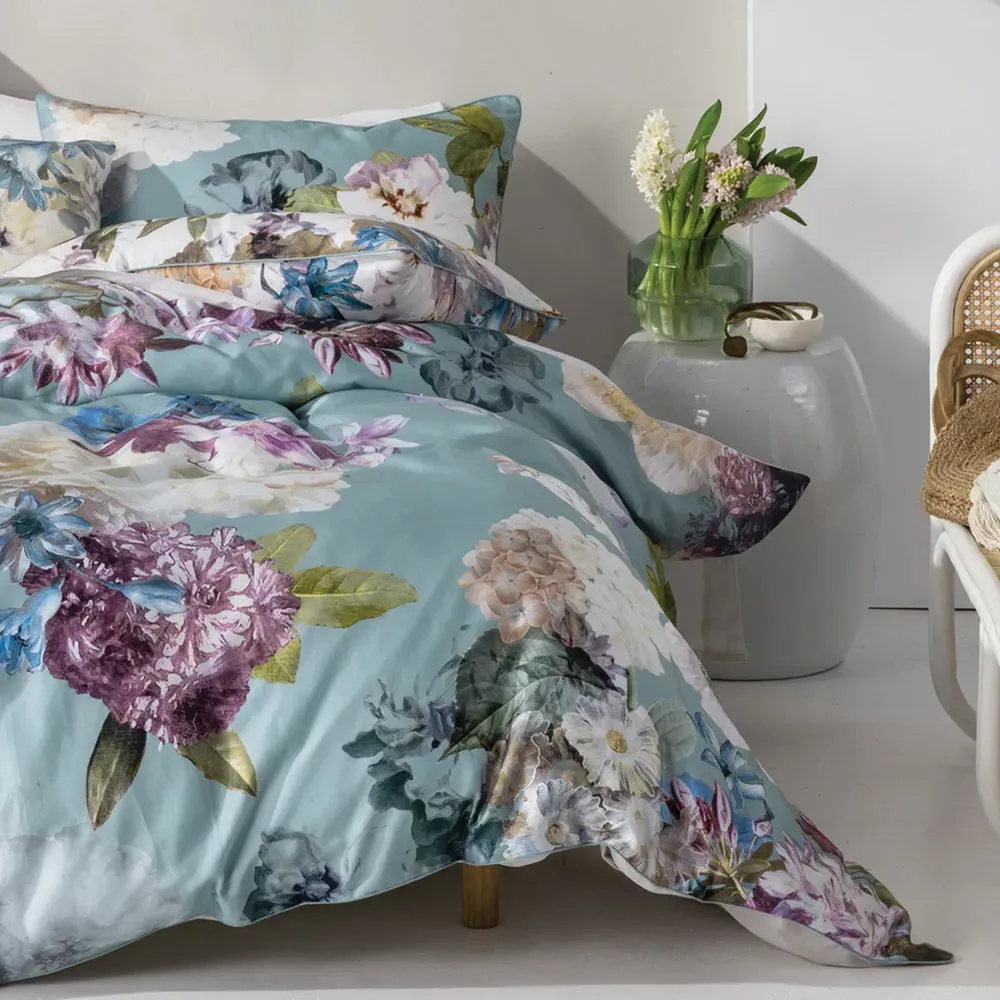 Lena Single Floral Duvet Cover Set - Blue, Cotton