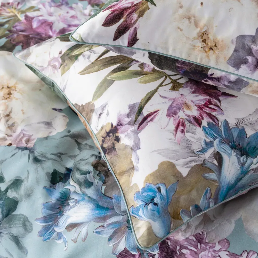 Lena Single Floral Duvet Cover Set - Blue, Cotton