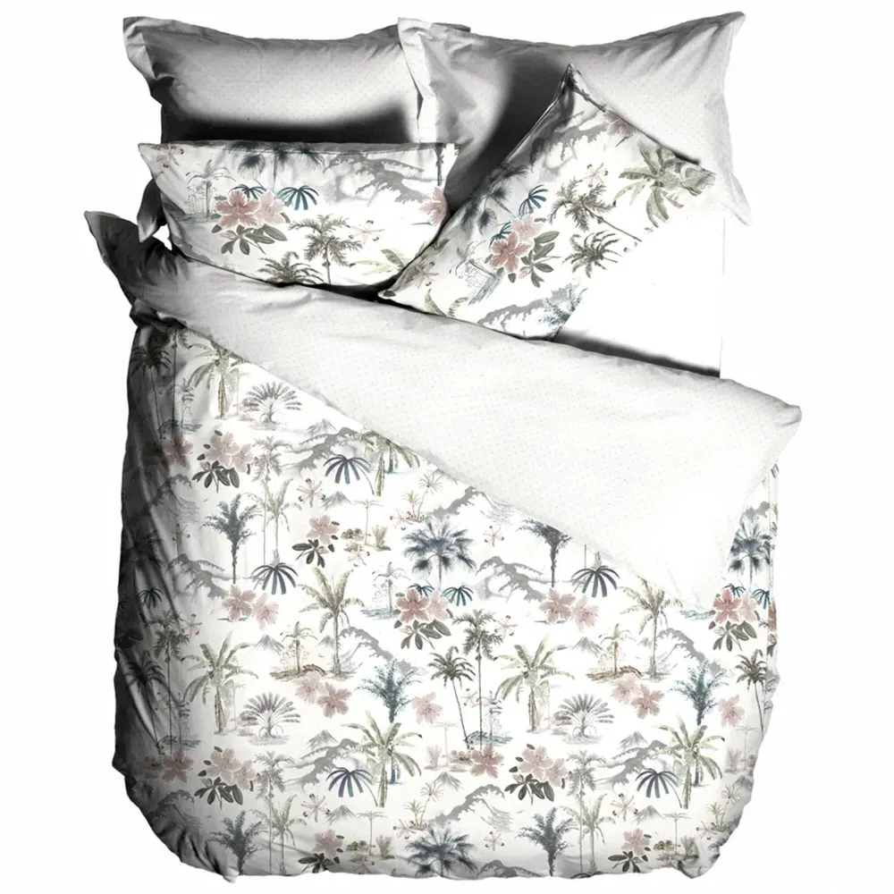 Luana Single Fringed Duvet Cover Set - White, Cotton