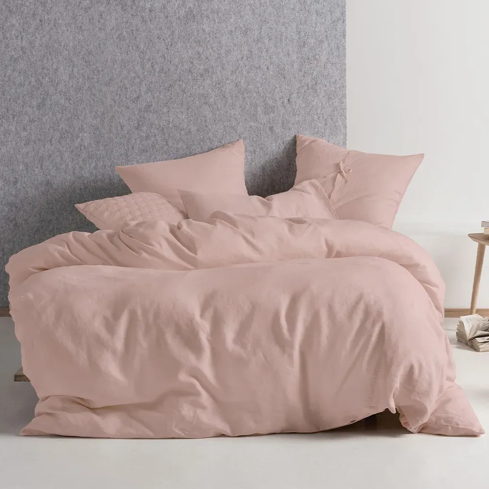 Nimes Single Duvet Cover Set - Pink, Linen image